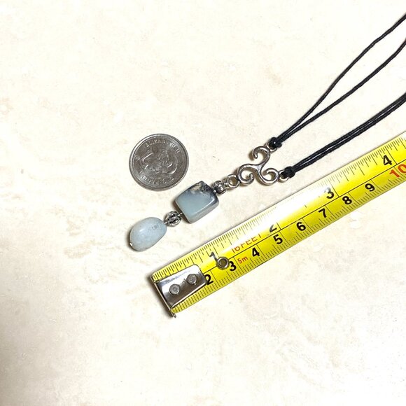 2/$20 Natural Black Blue Calcite Necklace, Genuine Gemstone Lariat Cord Necklace - Picture 10 of 12